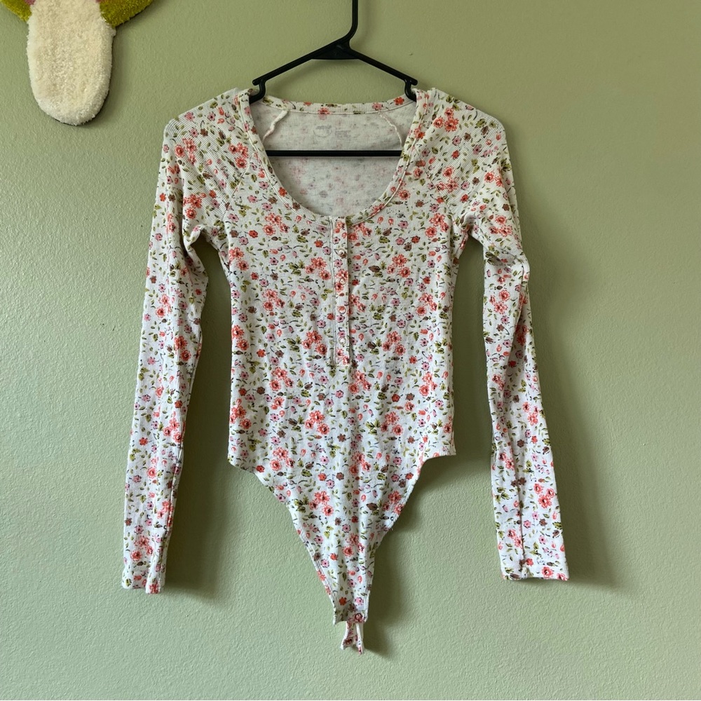 Aerie floral long sleeve body suit